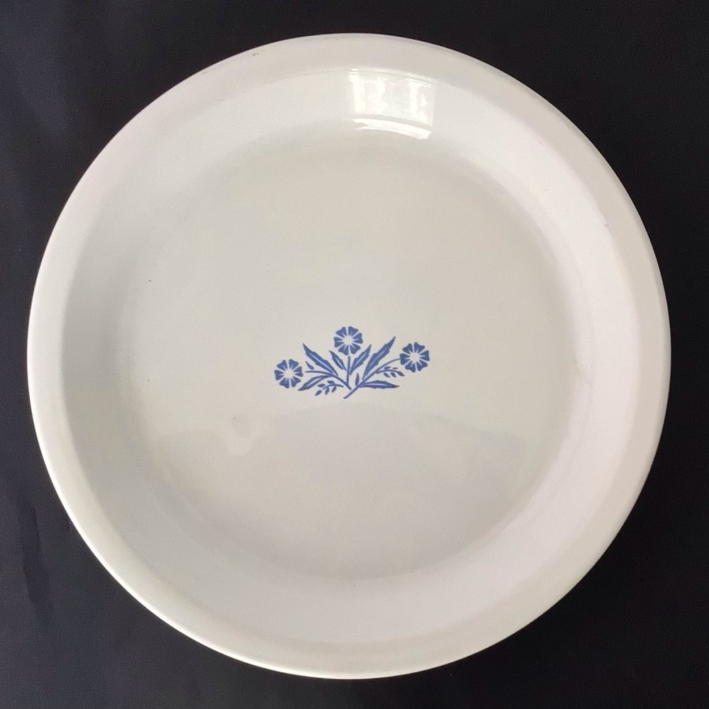 CorningWare Pie Plate with Blue Cornflower Floral Design